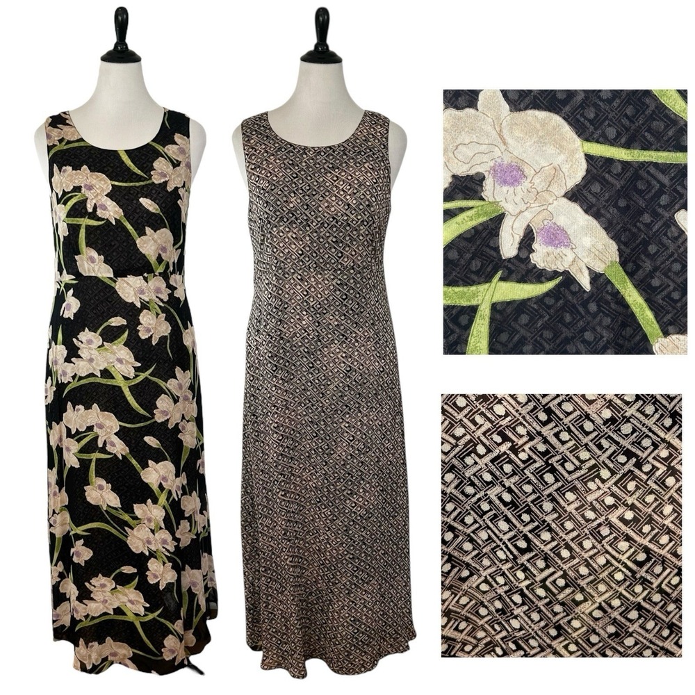 VINTAGE Sheer Empire Maxi REVERSIBLE DRESS small Floral Fairy Y2K Whimsigoth VTG